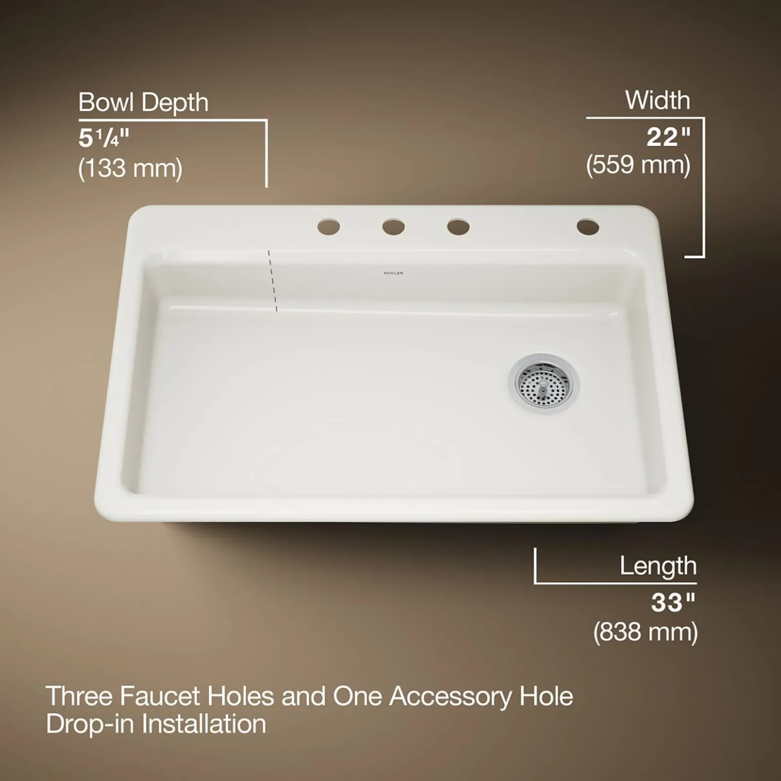 33" top-mount single-bowl kitchen sink^Kohler Online