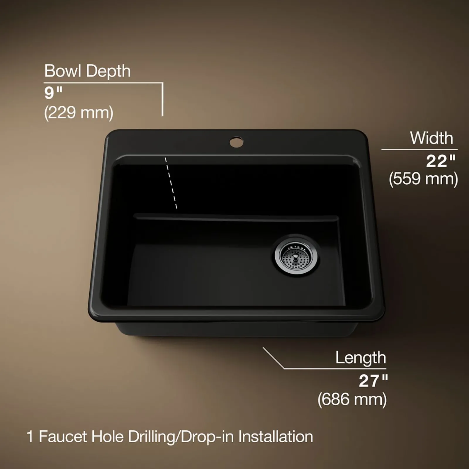 27" top-mount single-bowl kitchen sink^Kohler Outlet