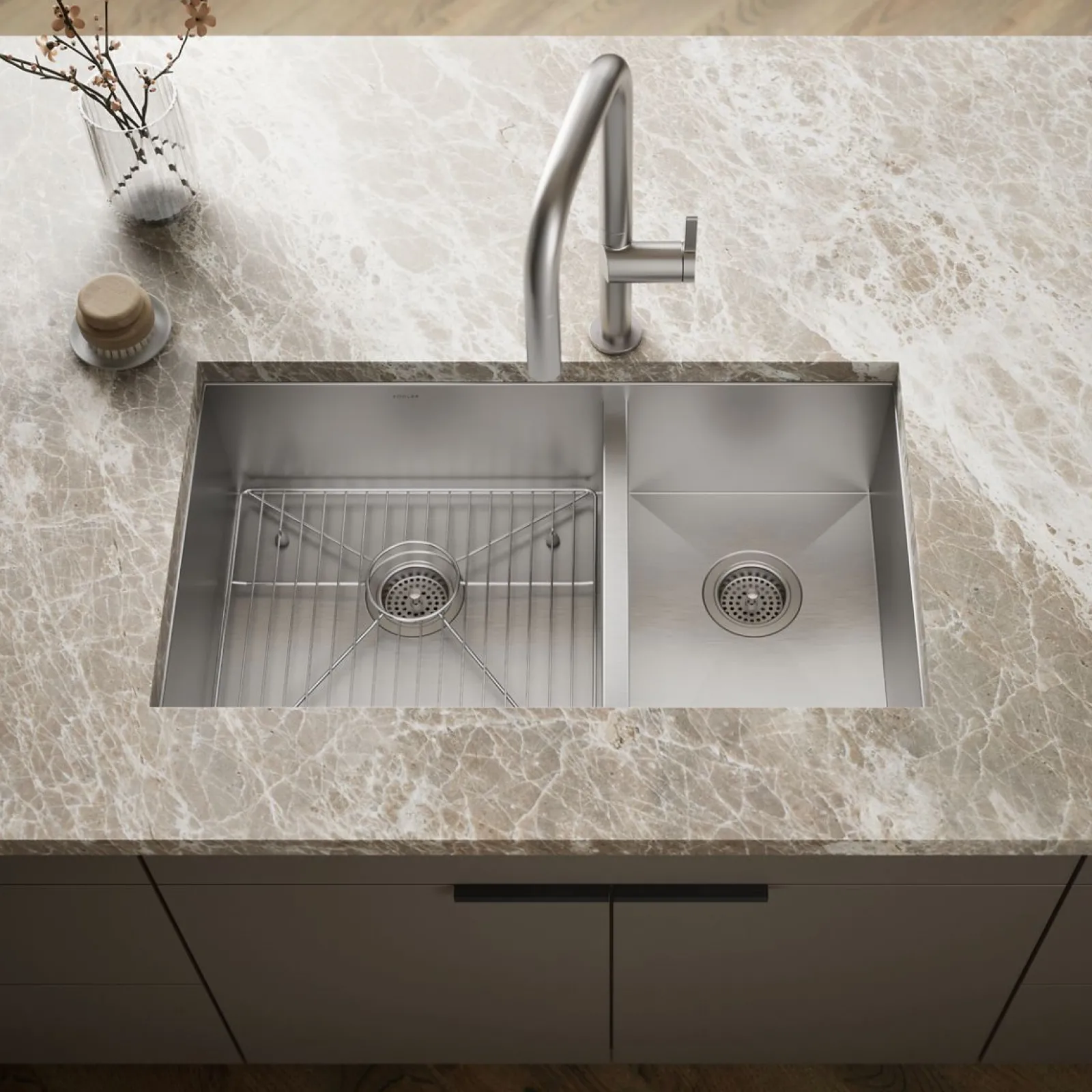 33" top-/undermount double-bowl kitchen sink^Kohler Sale