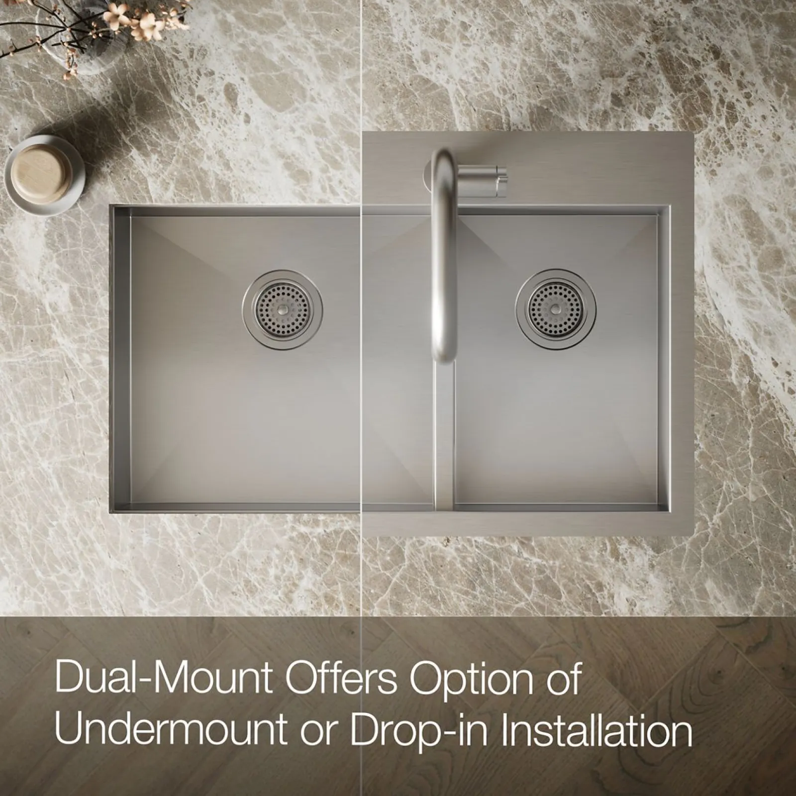 33" top-/undermount double-bowl kitchen sink^Kohler Sale