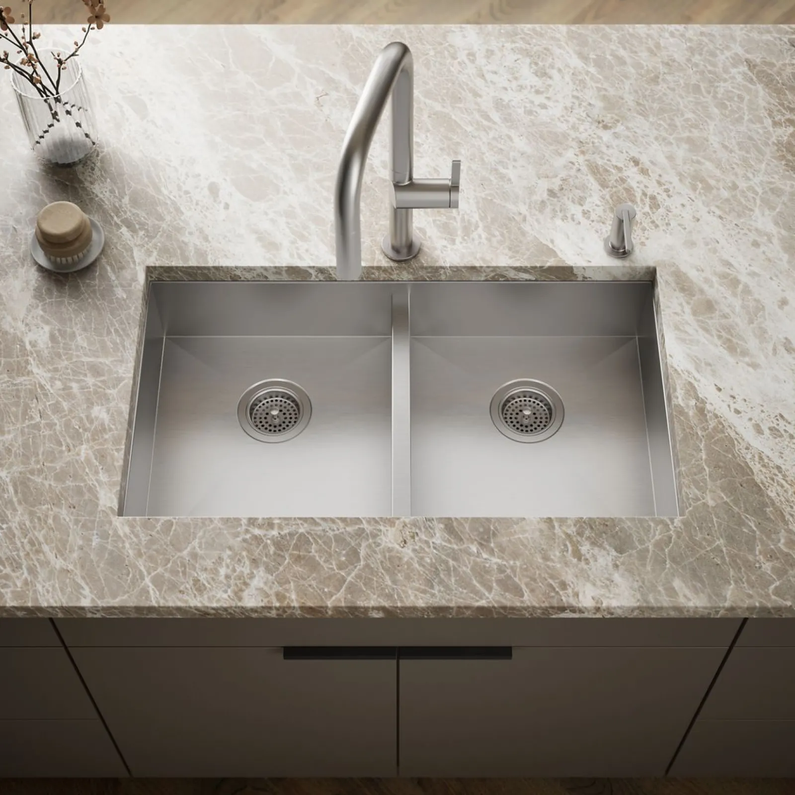 33" top-/undermount double-bowl kitchen sink^Kohler Online