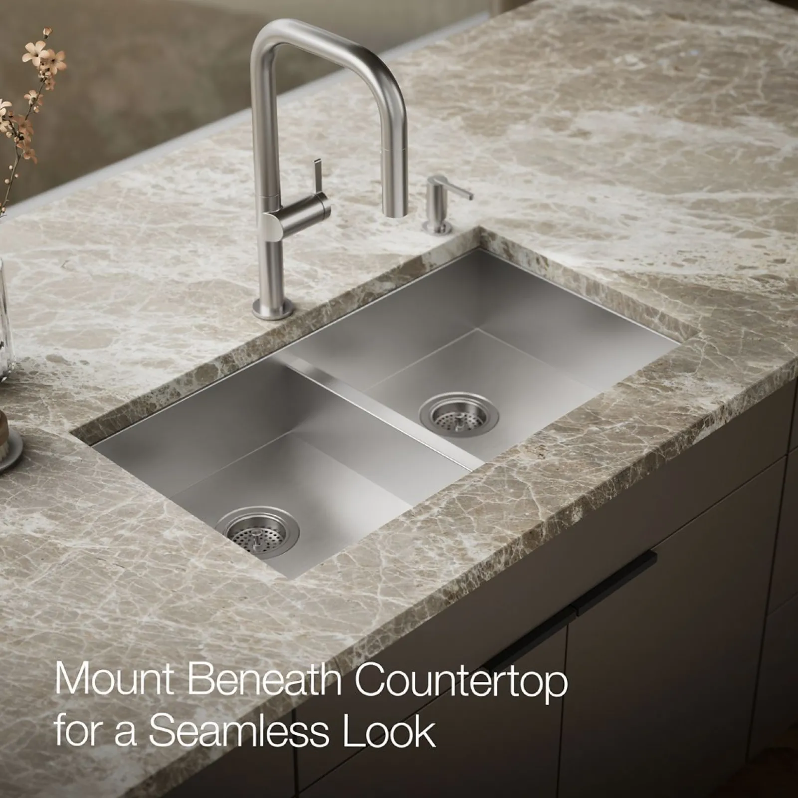 33" top-/undermount double-bowl kitchen sink^Kohler Online