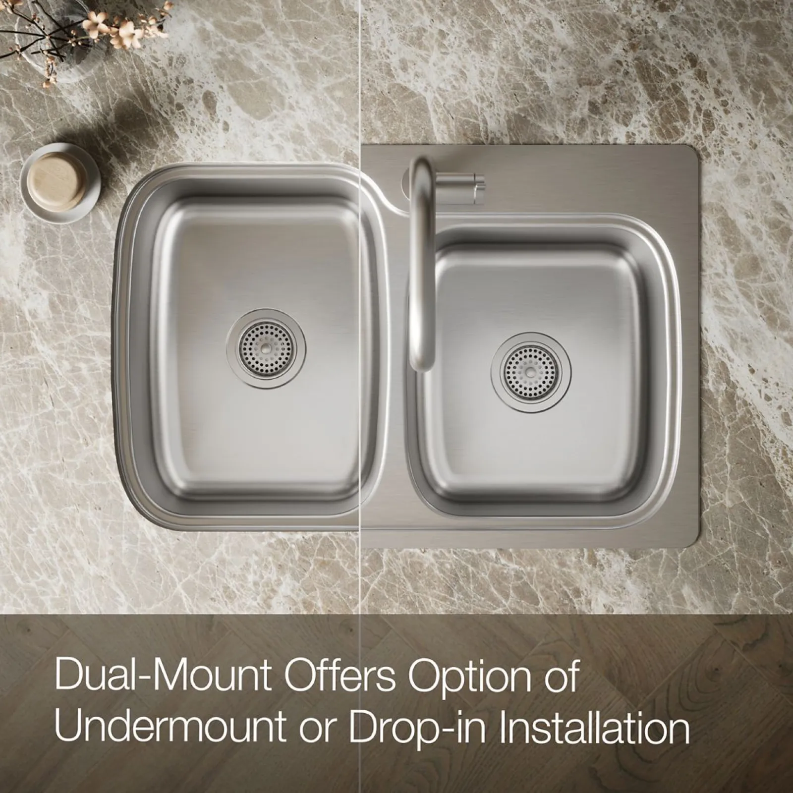 33" top-/undermount double-bowl kitchen sink^Kohler Clearance