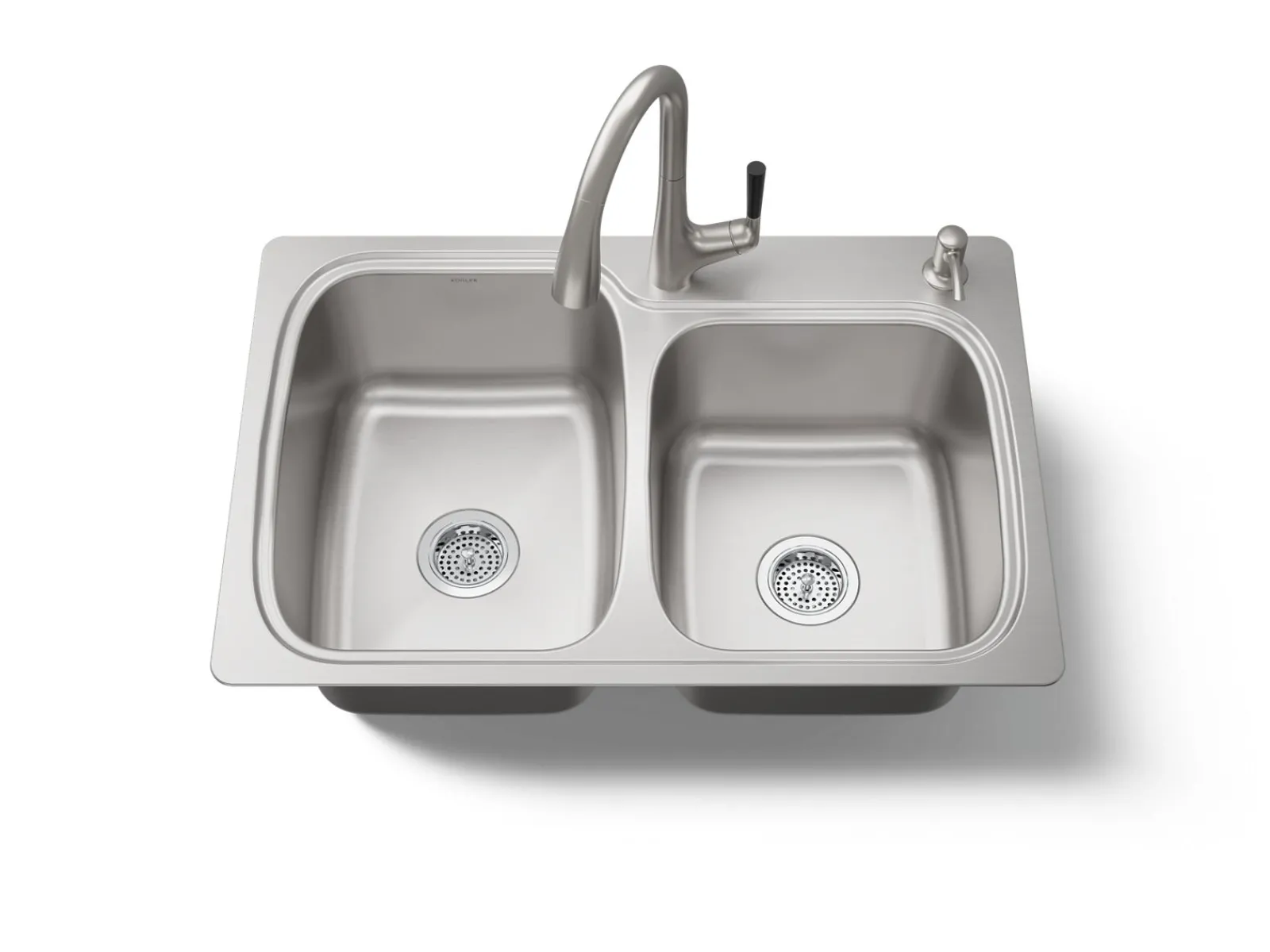 33" top-/undermount double-bowl kitchen sink^Kohler