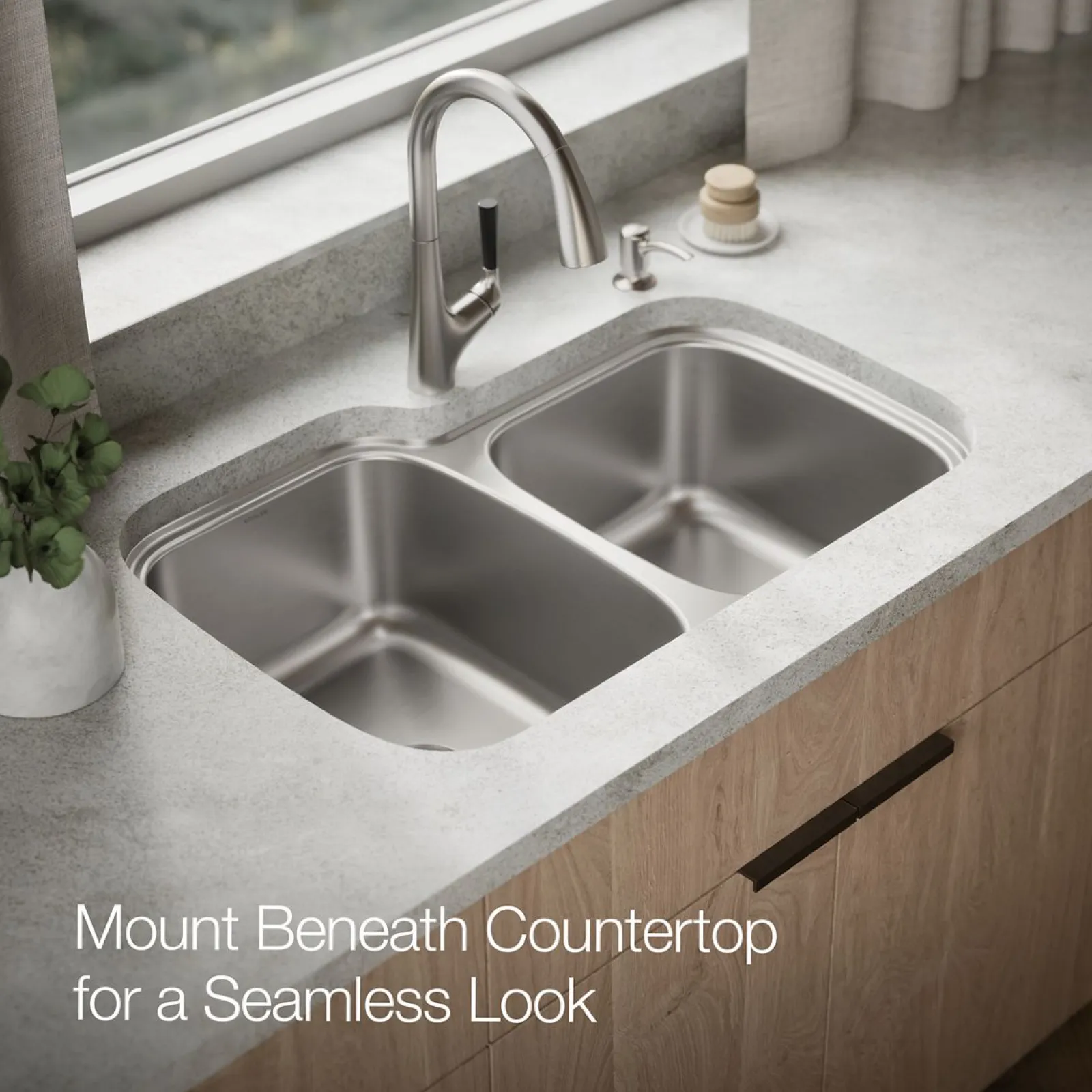 33" top-/undermount double-bowl kitchen sink^Kohler