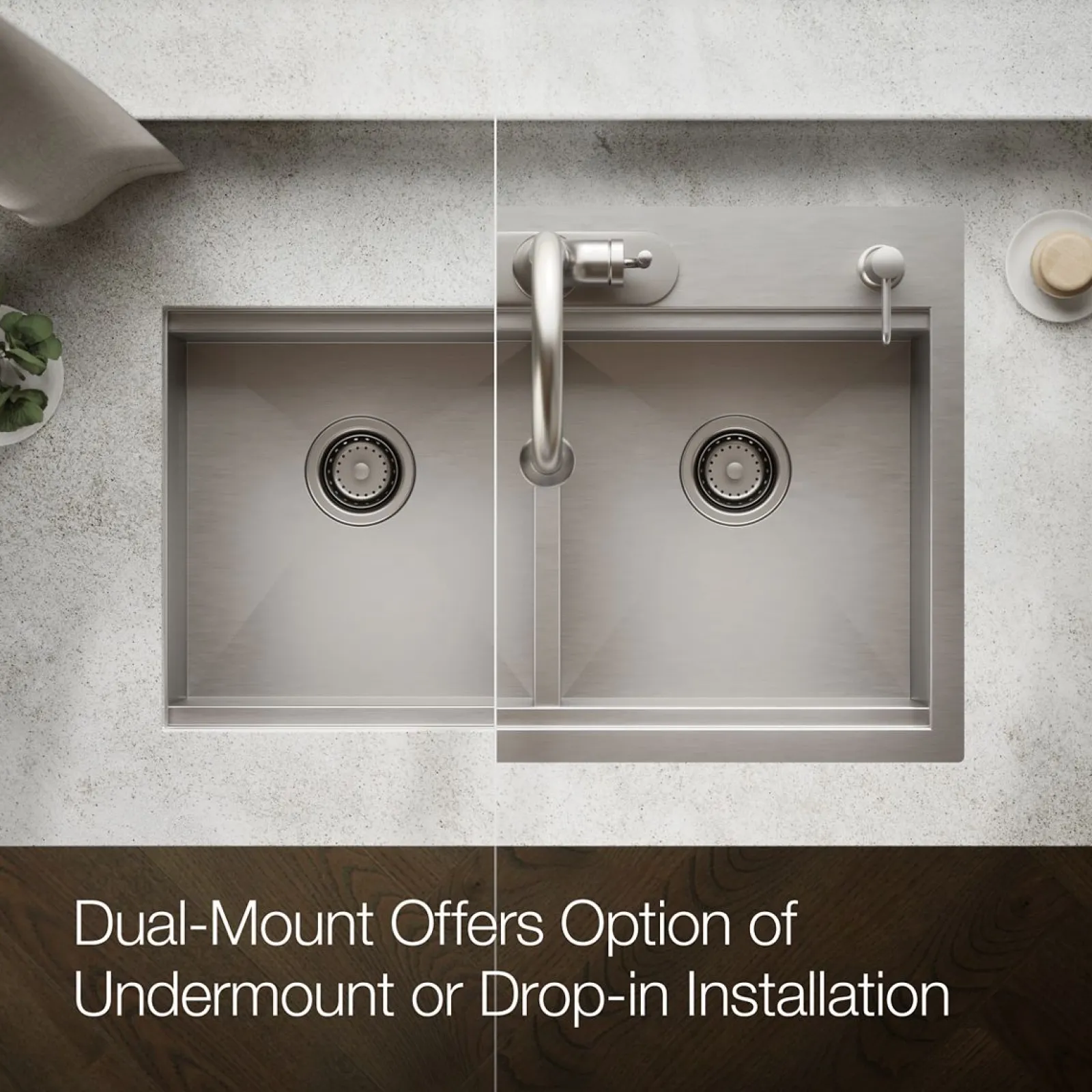 33" top-/undermount double-bowl kitchen sink^Kohler Best