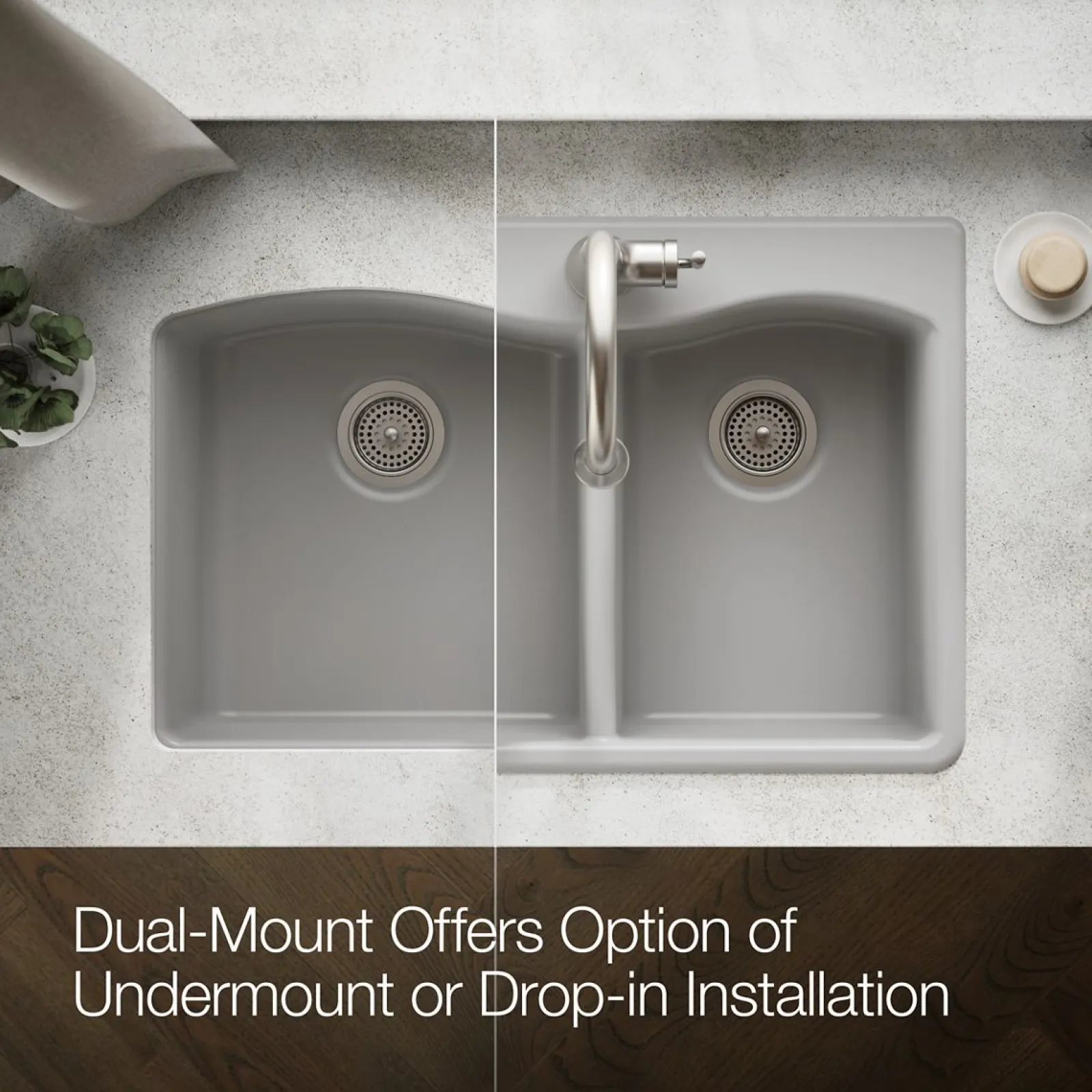 33" top-/undermount double-bowl kitchen sink^Kohler Sale