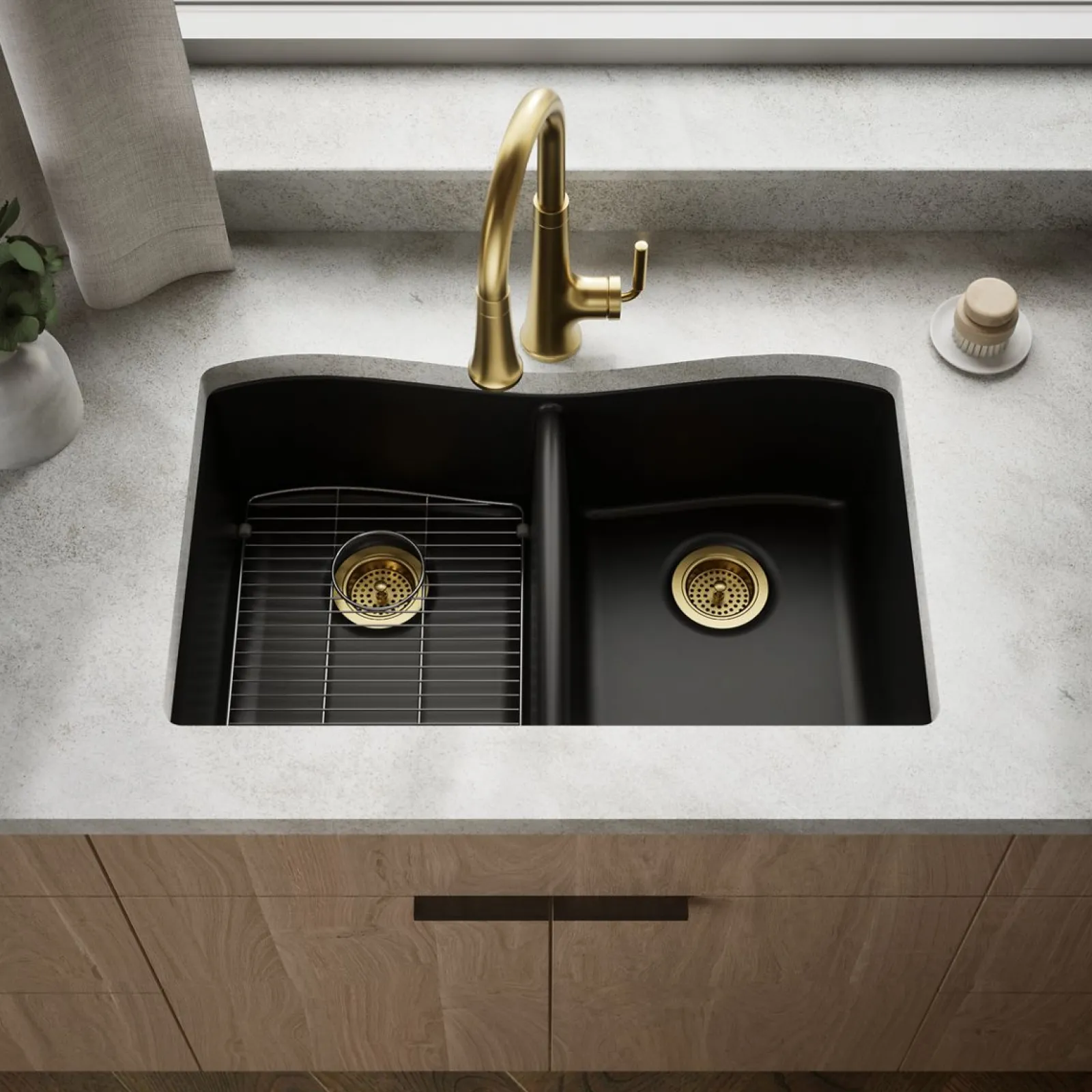 33" top-/undermount double-bowl kitchen sink^Kohler Discount