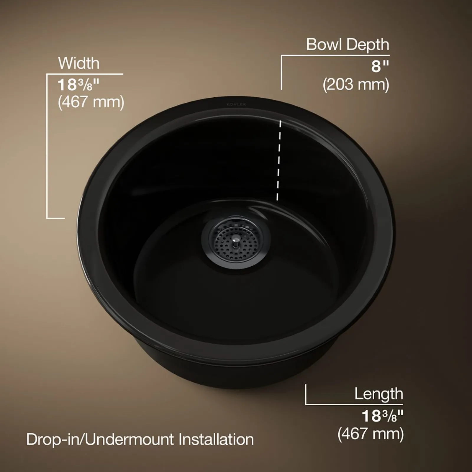 18-1/2" top-/undermount single-bowl bar sink^Kohler New