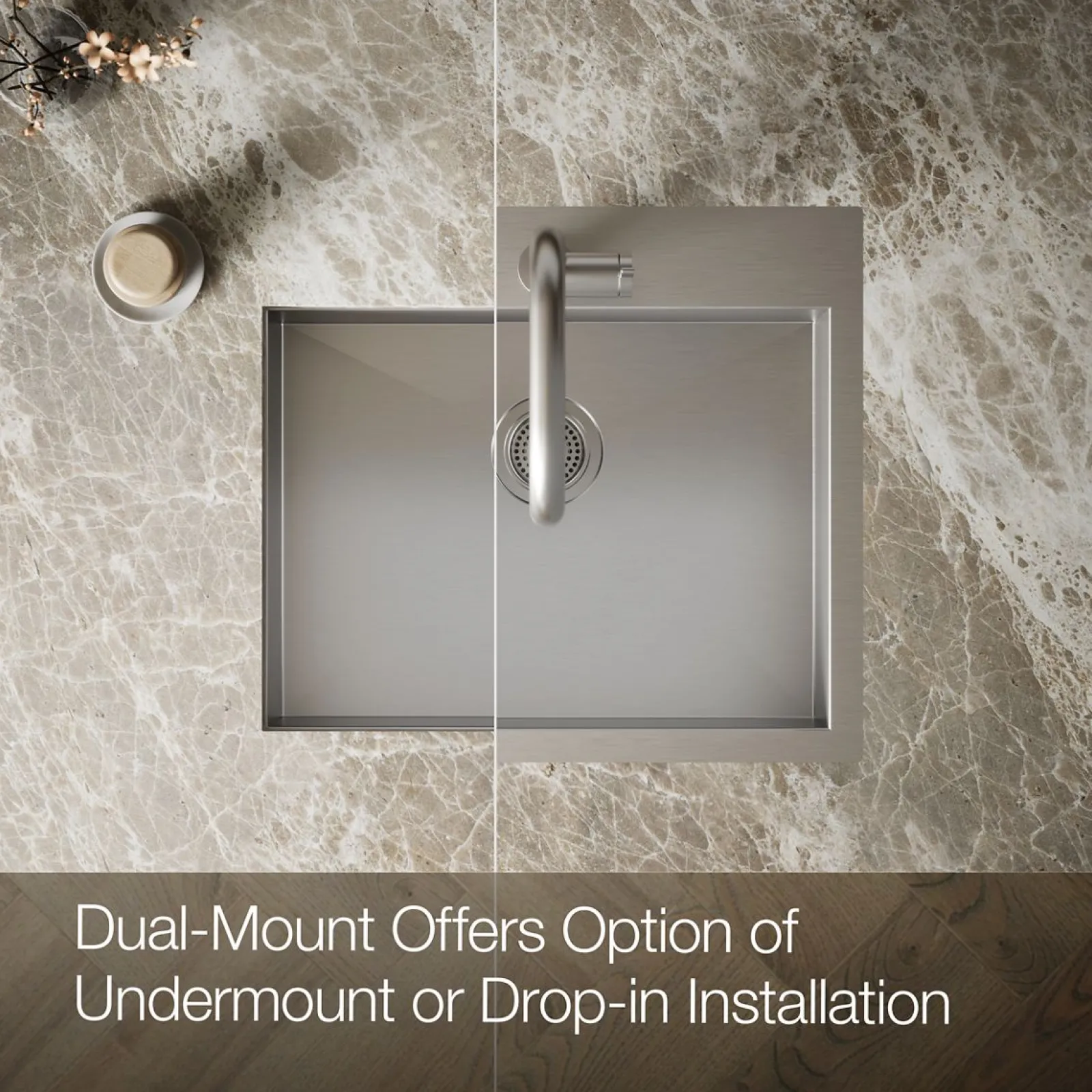 25" top-/undermount single-bowl kitchen sink^Kohler