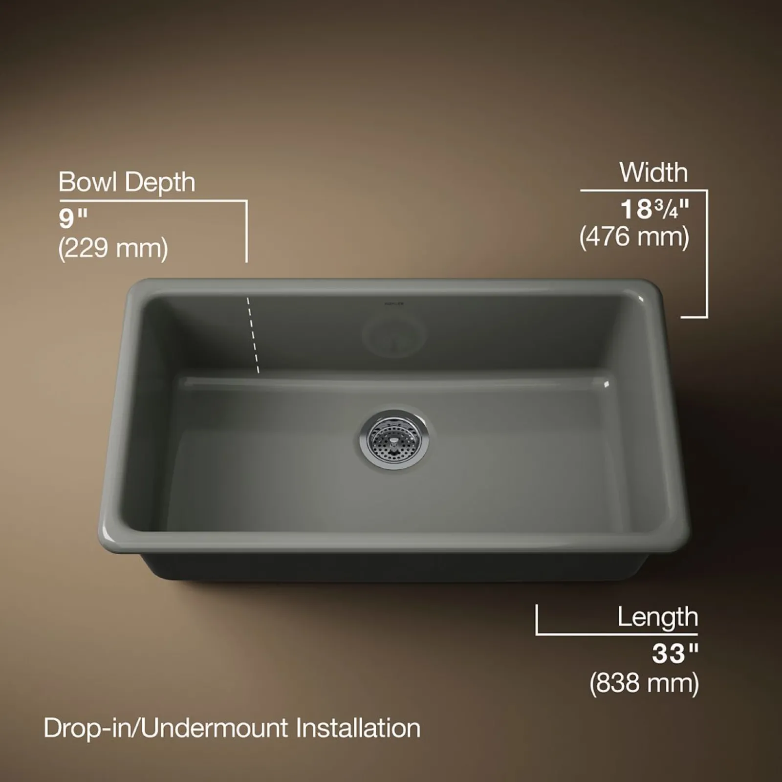 33" top-/undermount single-bowl kitchen sink^Kohler Best