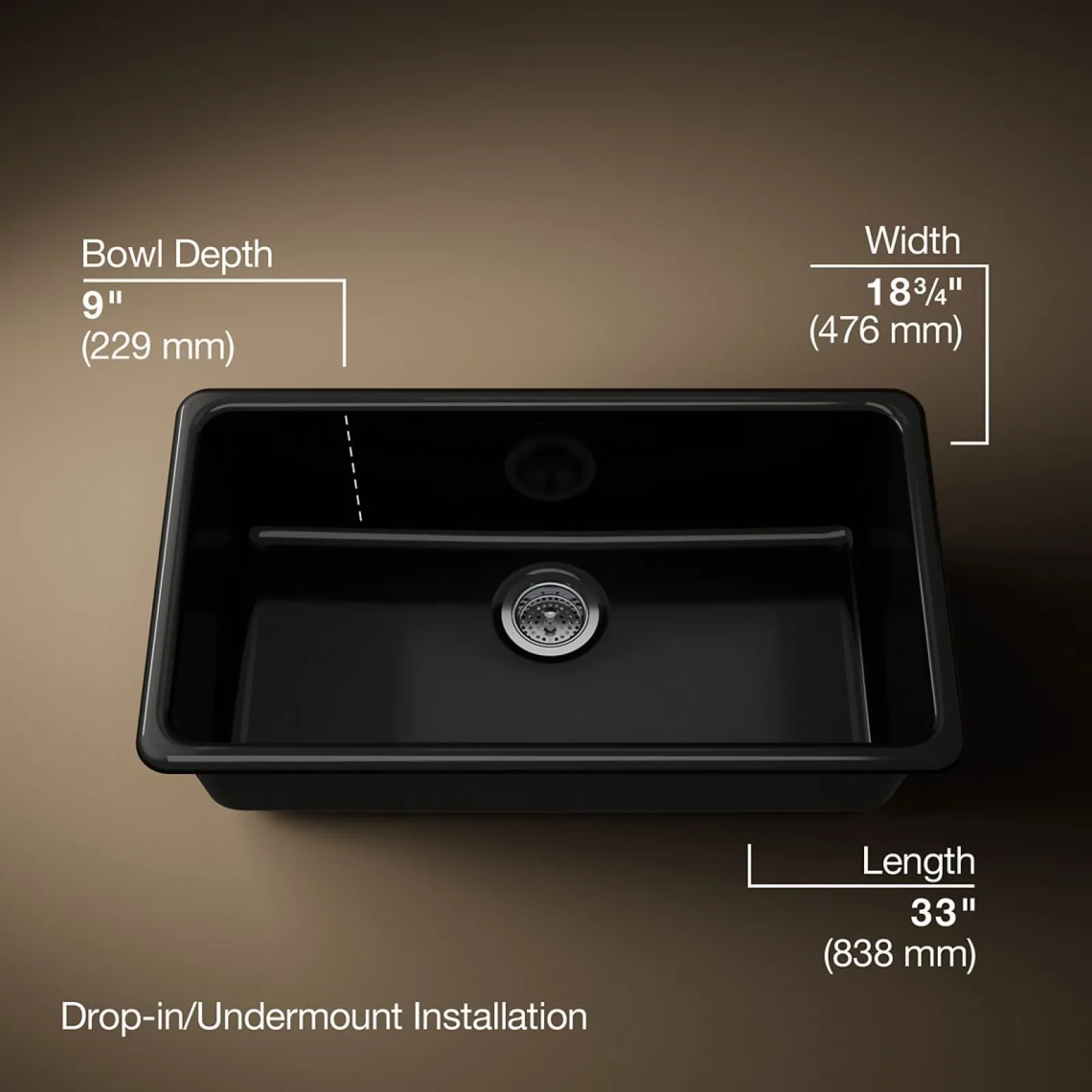 33" top-/undermount single-bowl kitchen sink^Kohler Best