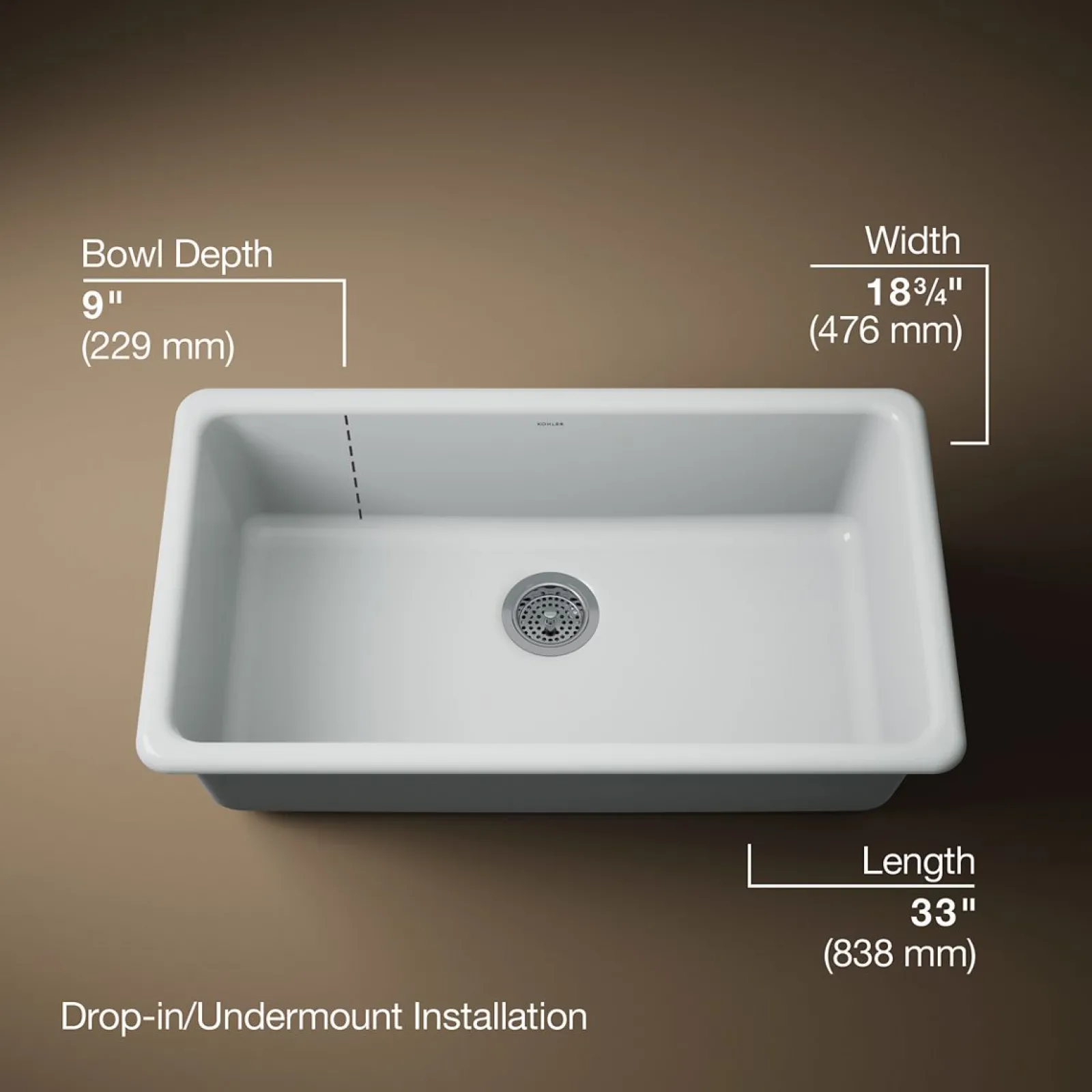 33" top-/undermount single-bowl kitchen sink^Kohler Best