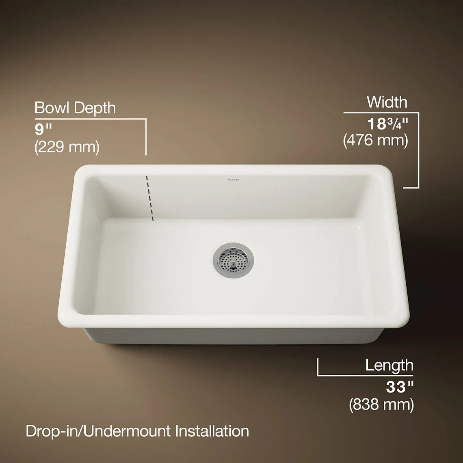 33" top-/undermount single-bowl kitchen sink^Kohler Best