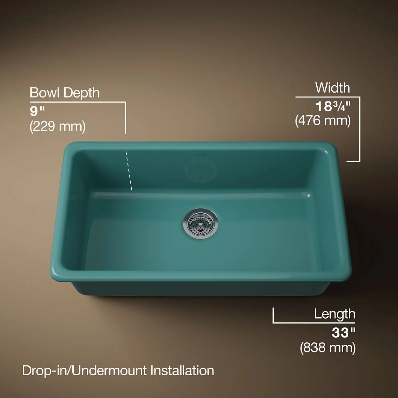 33" top-/undermount single-bowl kitchen sink^Kohler Best