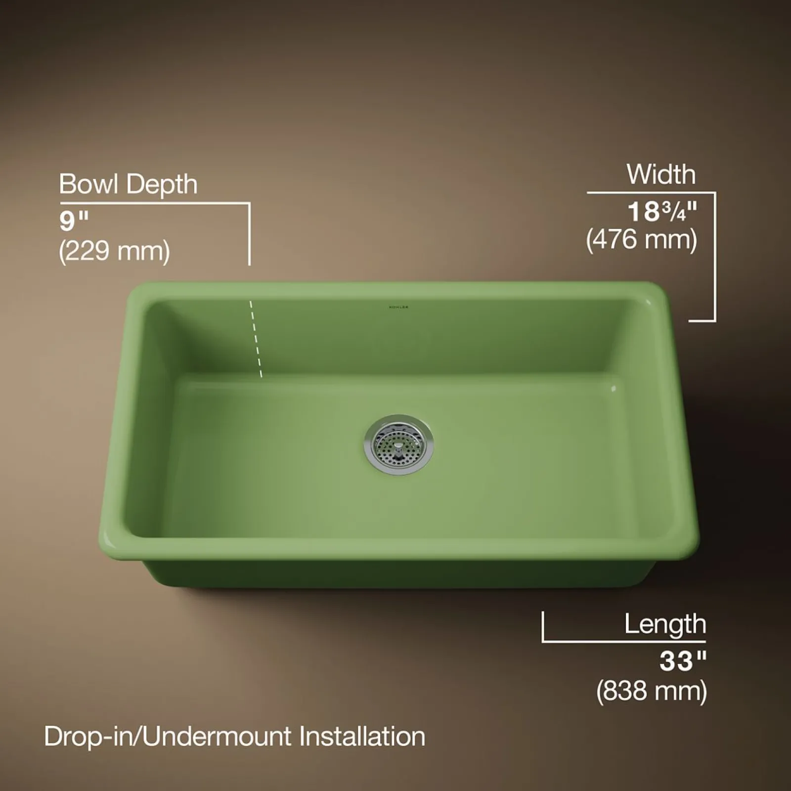 33" top-/undermount single-bowl kitchen sink^Kohler Best
