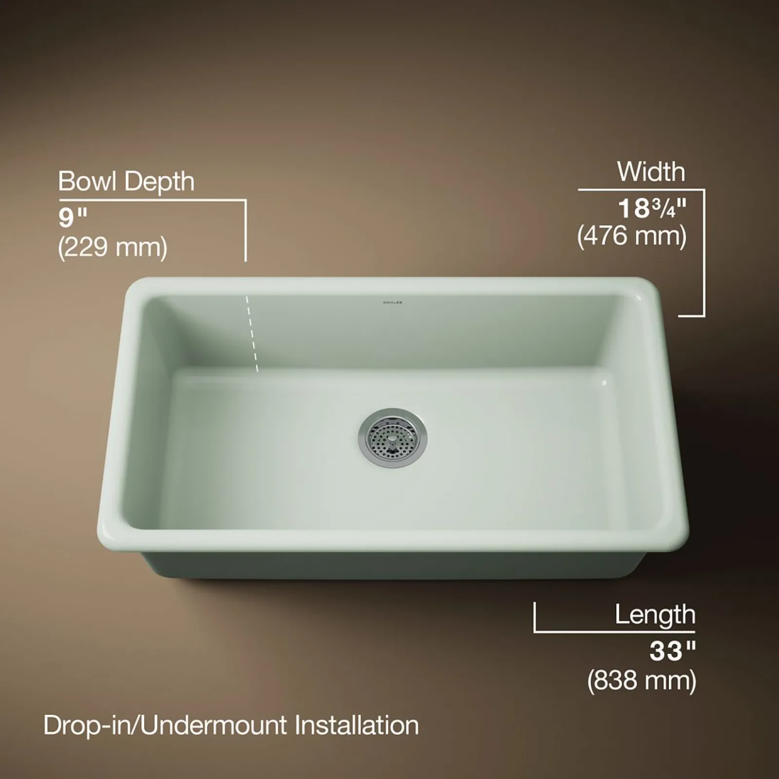 33" top-/undermount single-bowl kitchen sink^Kohler Best