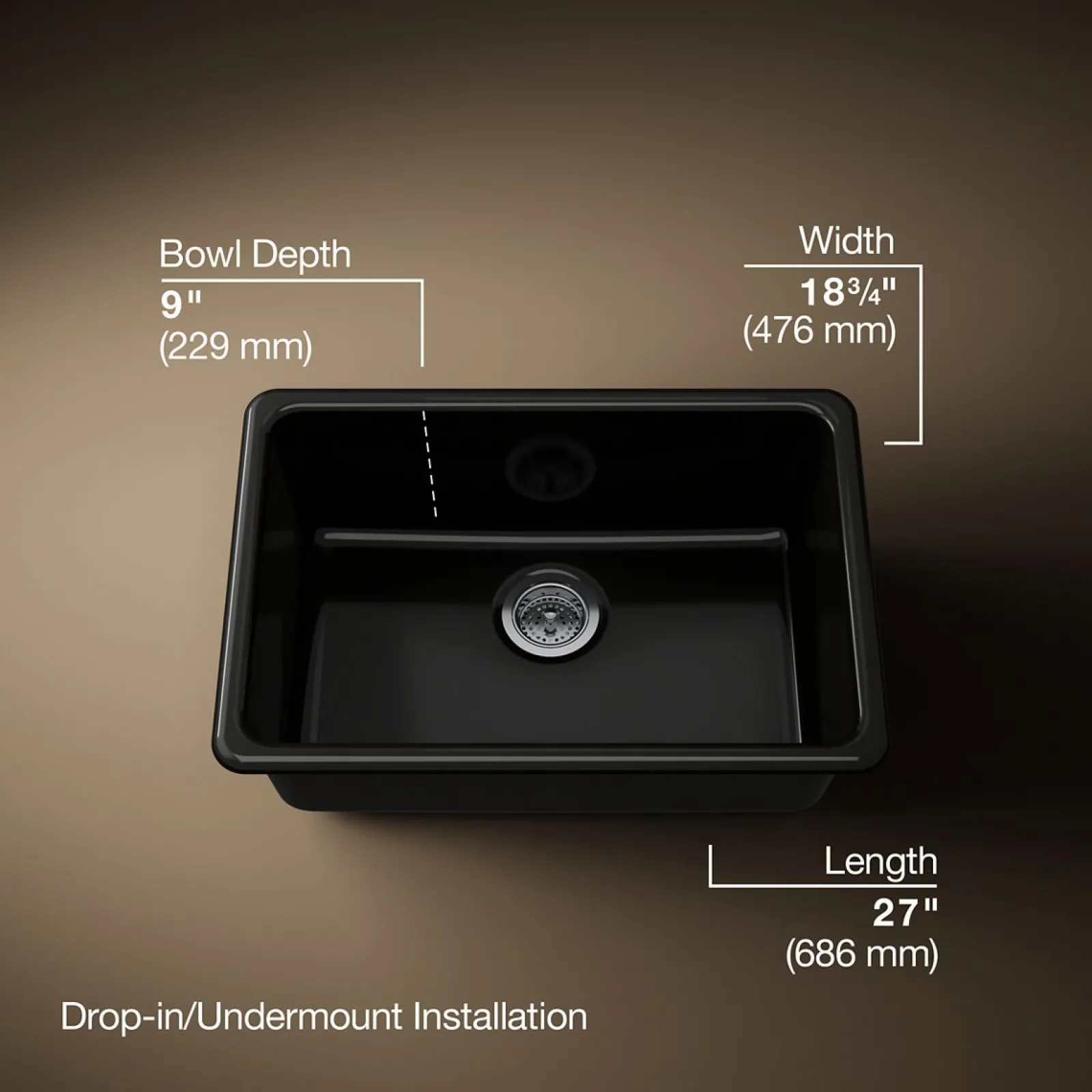 27" top-/undermount single-bowl kitchen sink^Kohler New