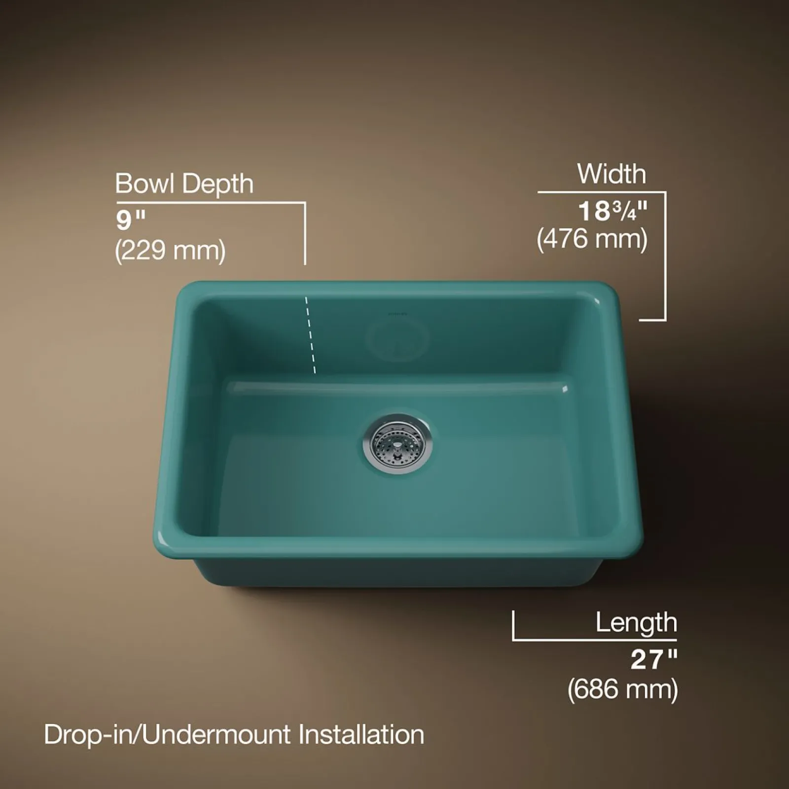 27" top-/undermount single-bowl kitchen sink^Kohler New