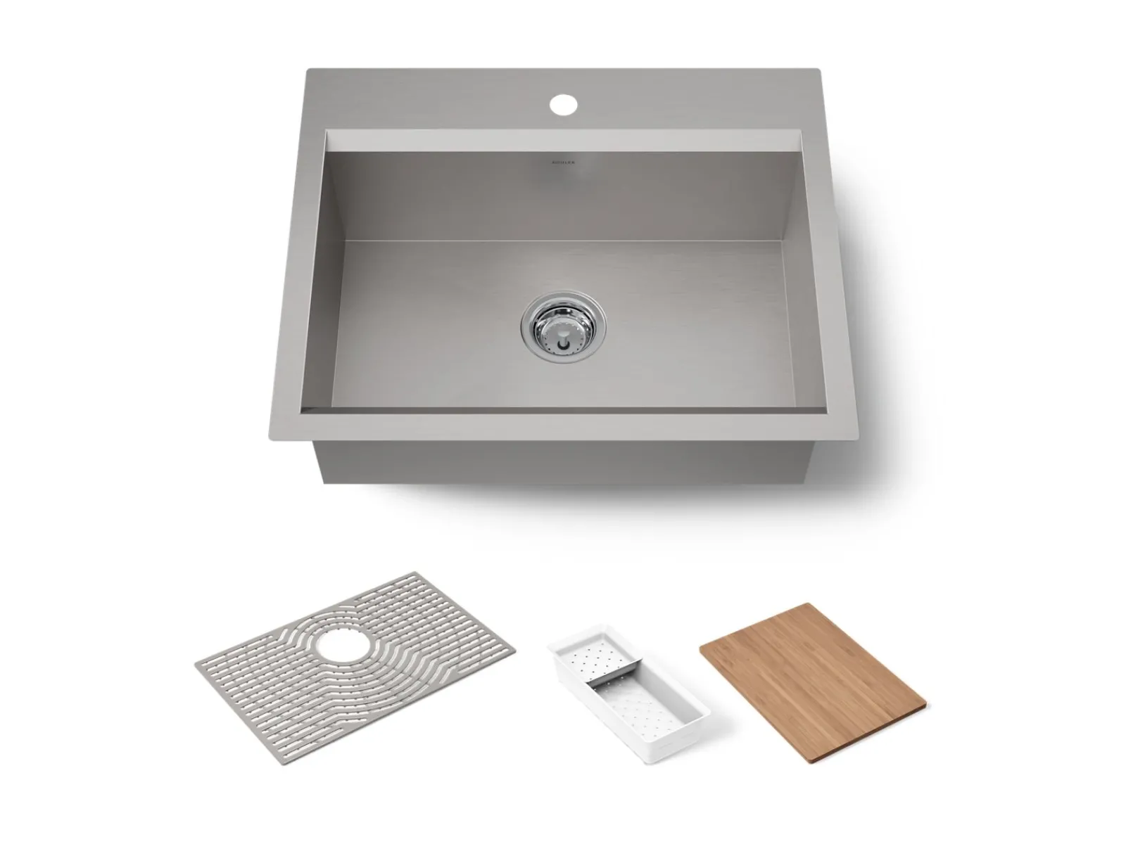 27" top-/undermount single-bowl workstation kitchen sink^Kohler New