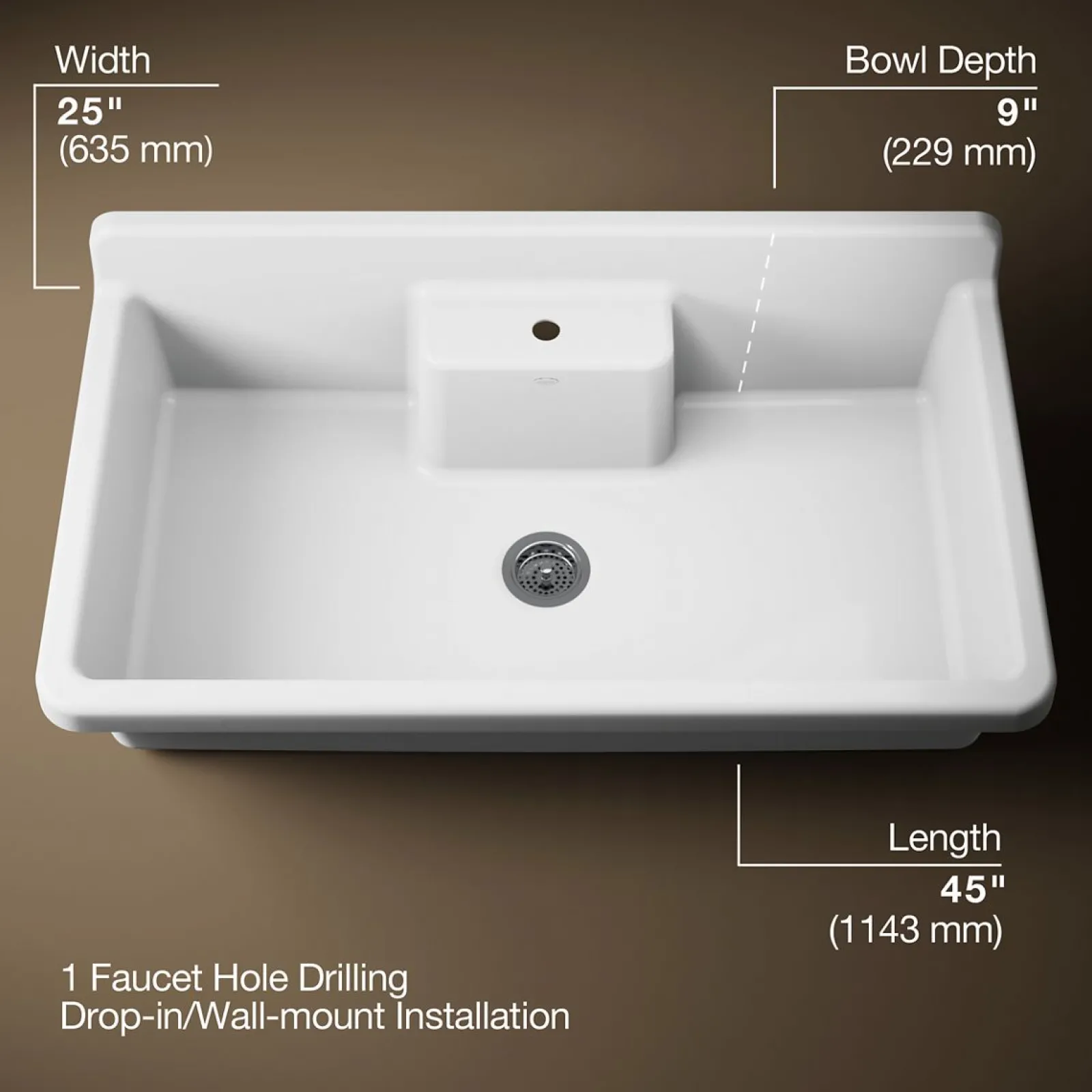 45" top-/wall-mount single-bowl workstation farmhouse kitchen sink^Kohler Discount