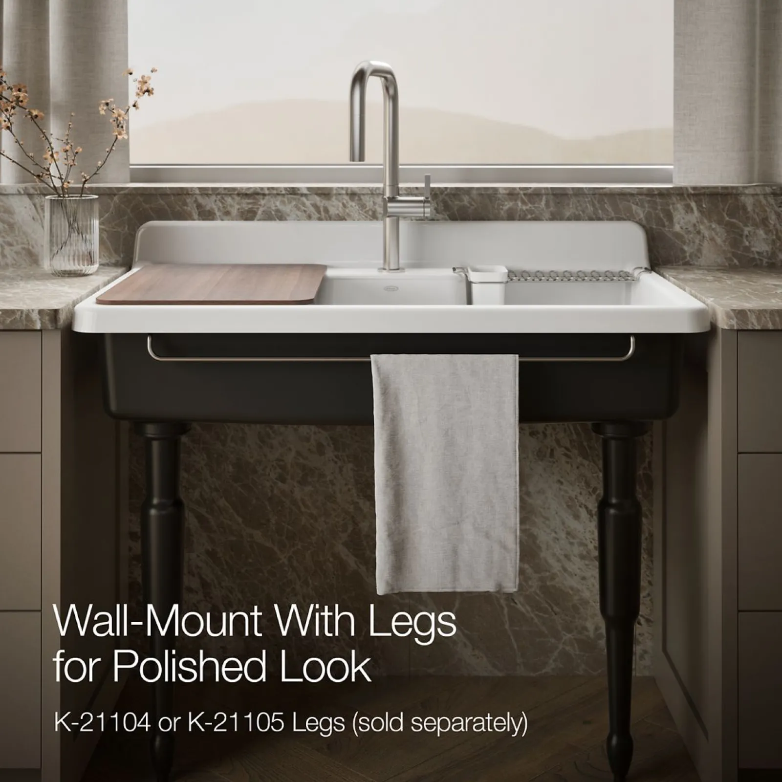 45" top-/wall-mount single-bowl workstation farmhouse kitchen sink^Kohler Discount
