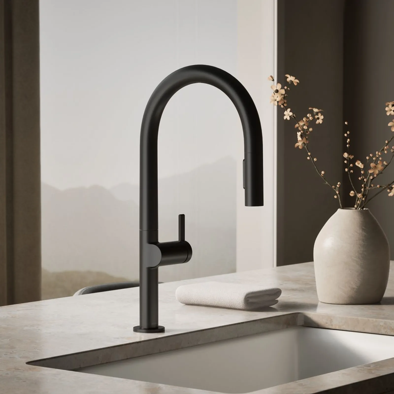 Touchless pull-down kitchen sink faucet with two-function sprayhead^Kohler New