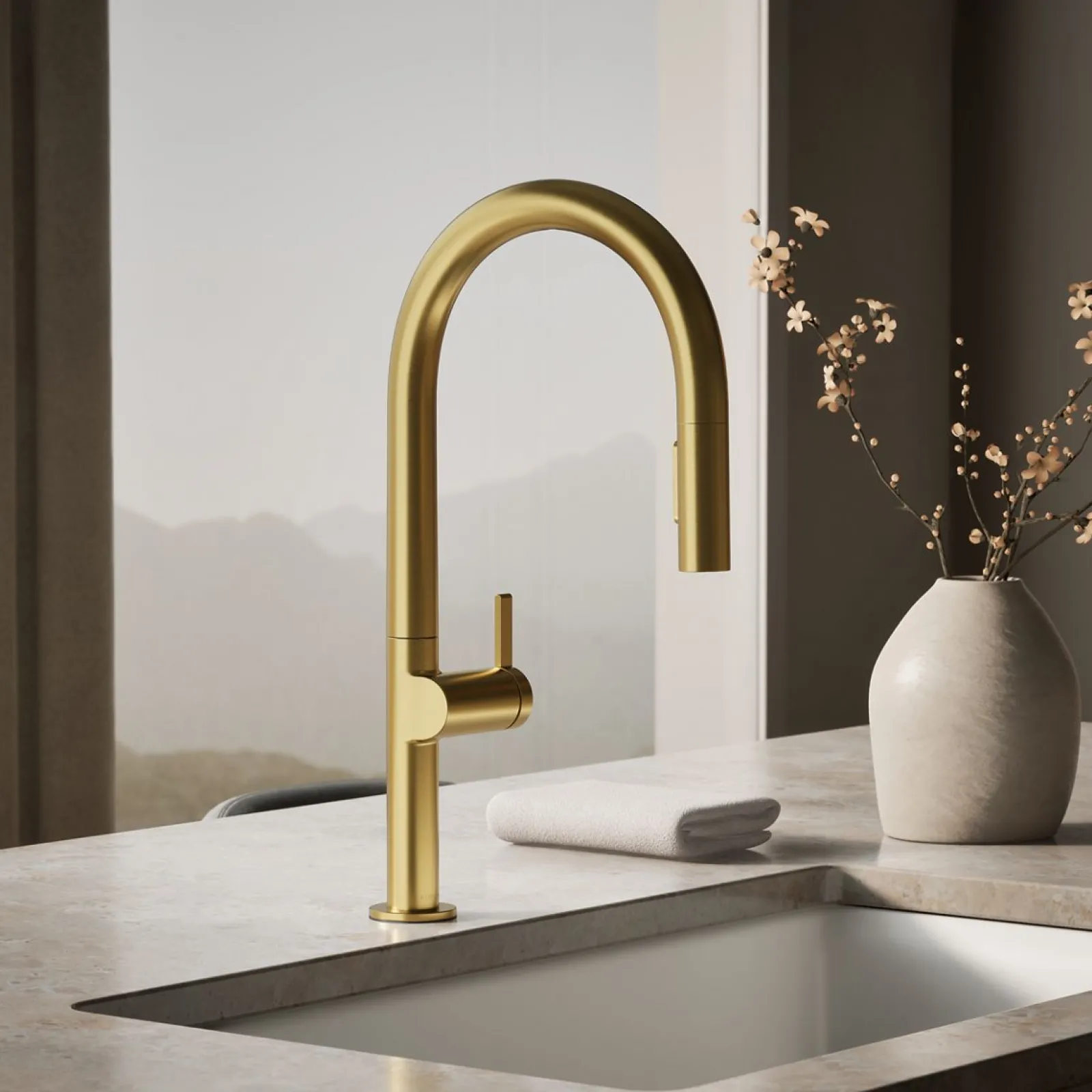 Touchless pull-down kitchen sink faucet with two-function sprayhead^Kohler New
