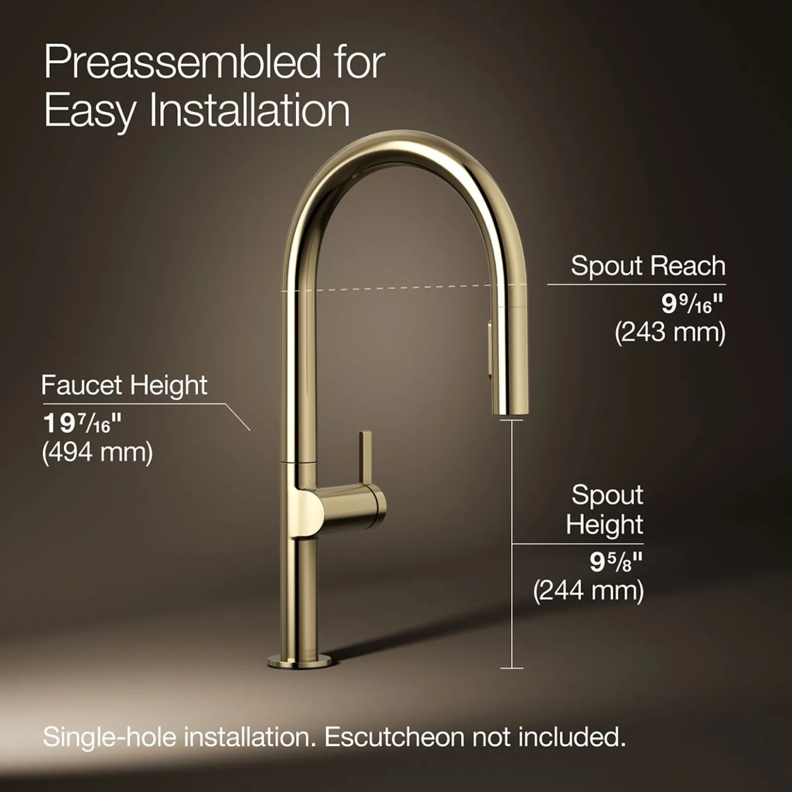 Touchless pull-down kitchen sink faucet with two-function sprayhead^Kohler New