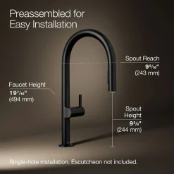 Touchless pull-down kitchen sink faucet with two-function sprayhead^Kohler New