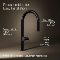 Touchless pull-down kitchen sink faucet with two-function sprayhead^Kohler New