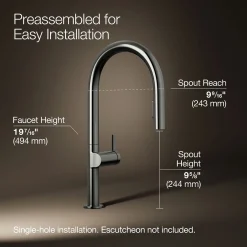 Touchless pull-down kitchen sink faucet with two-function sprayhead^Kohler New