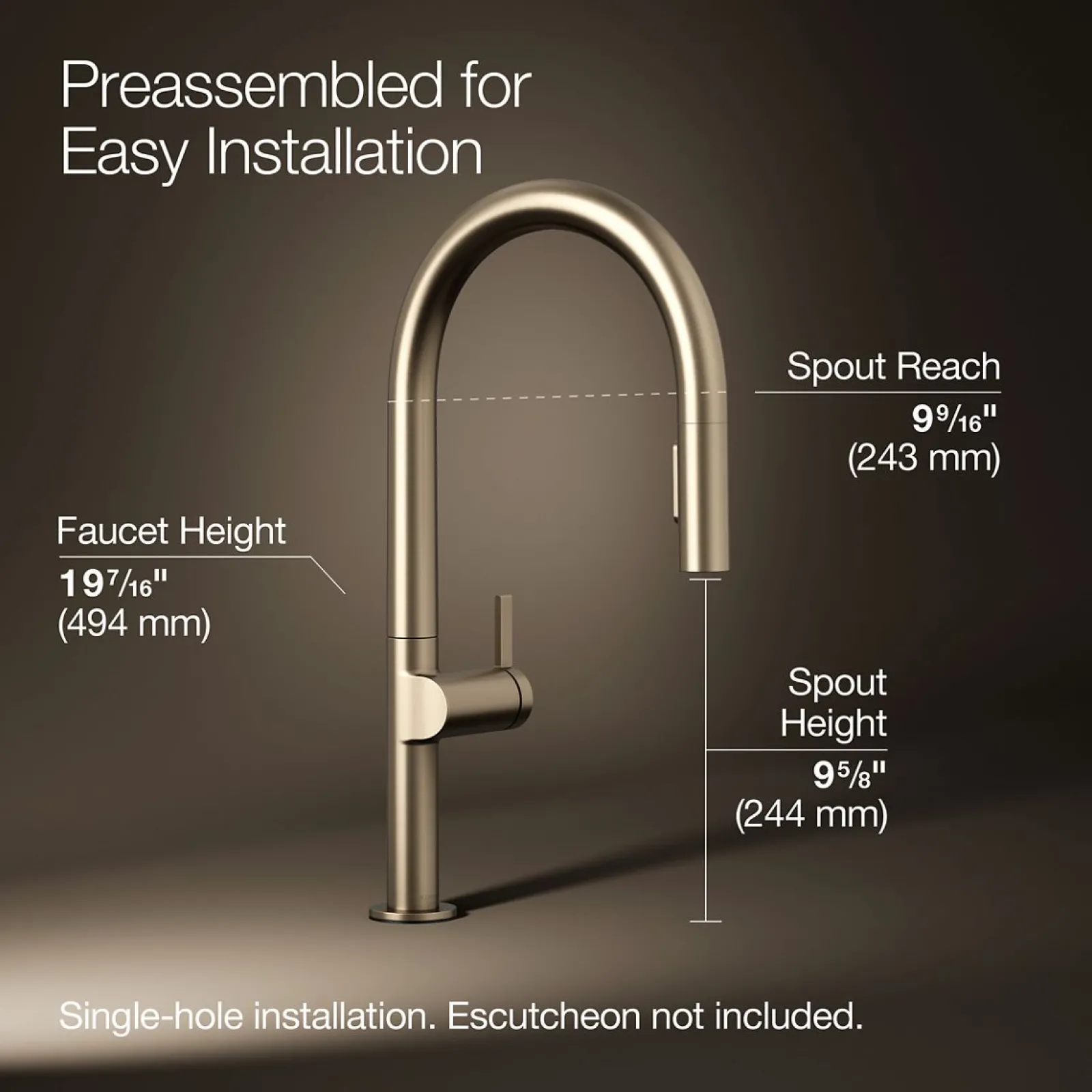 Touchless pull-down kitchen sink faucet with two-function sprayhead^Kohler New