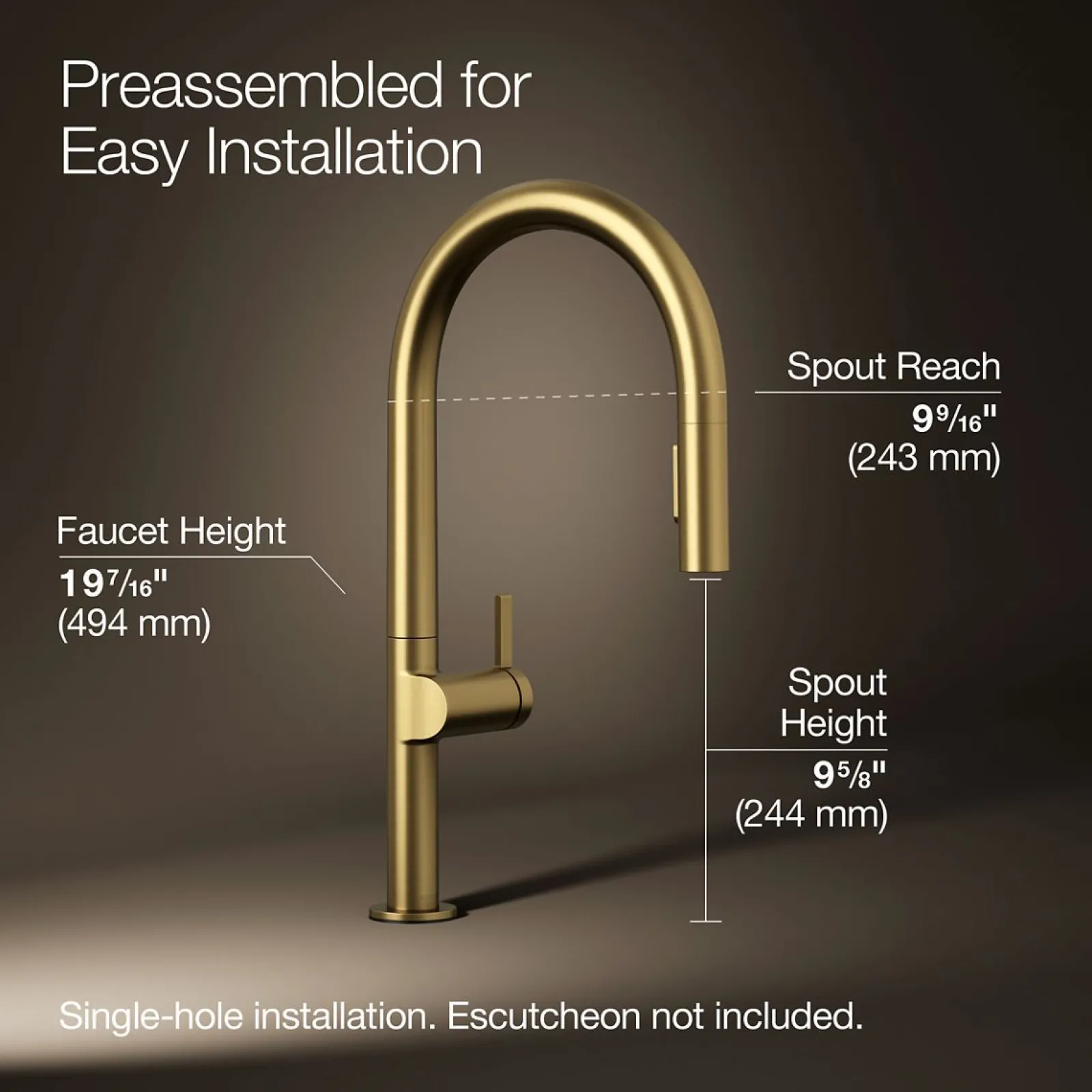 Touchless pull-down kitchen sink faucet with two-function sprayhead^Kohler New