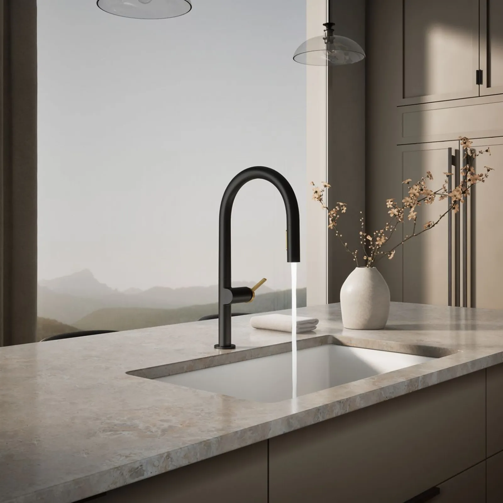 Touchless pull-down kitchen sink faucet with two-function sprayhead^Kohler New