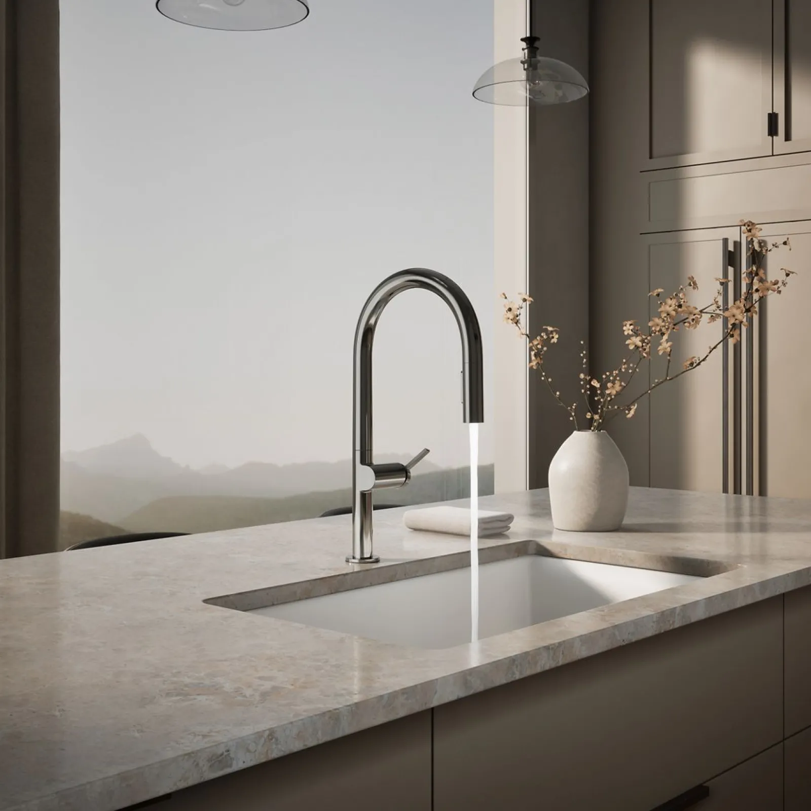 Touchless pull-down kitchen sink faucet with two-function sprayhead^Kohler New