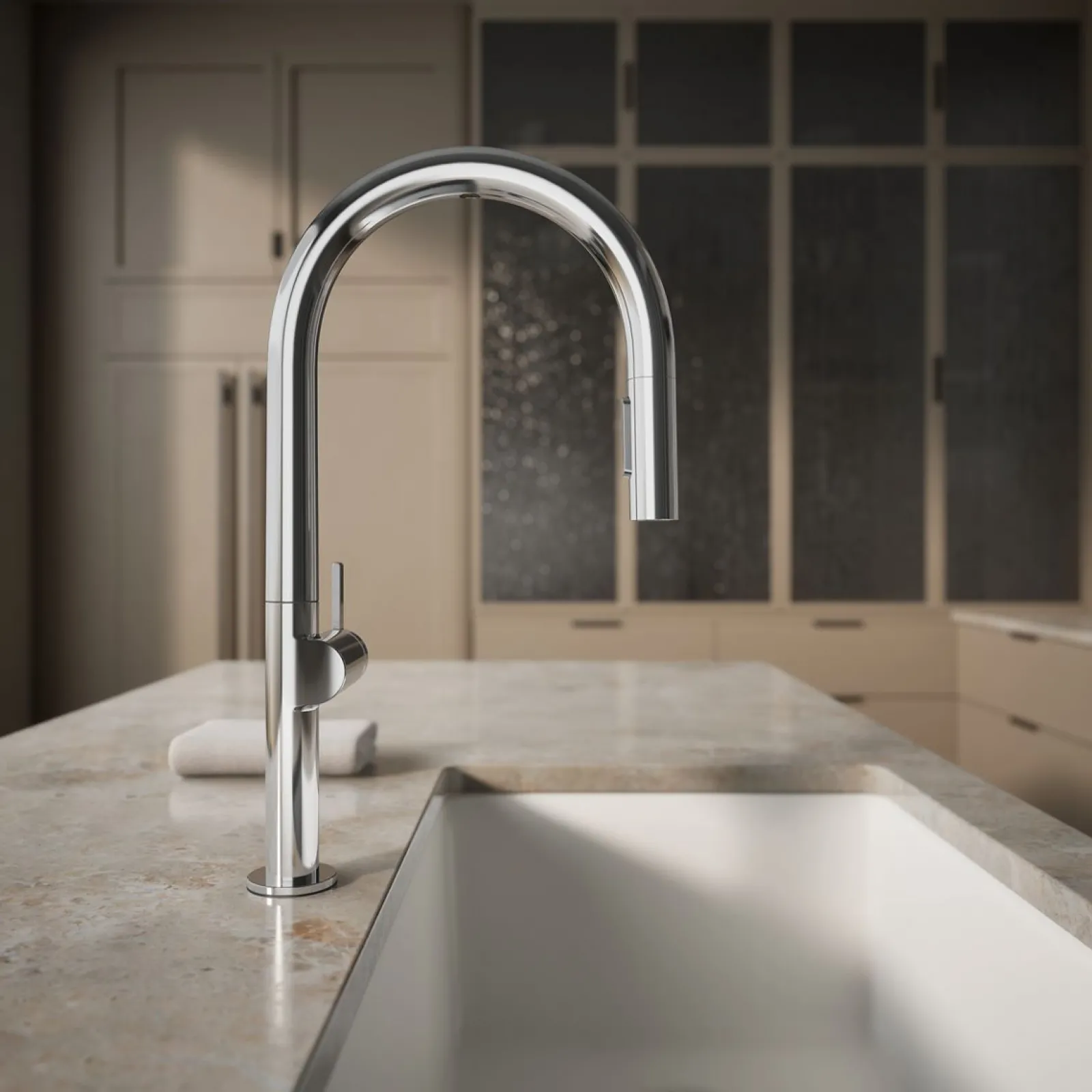 Touchless pull-down kitchen sink faucet with two-function sprayhead^Kohler New