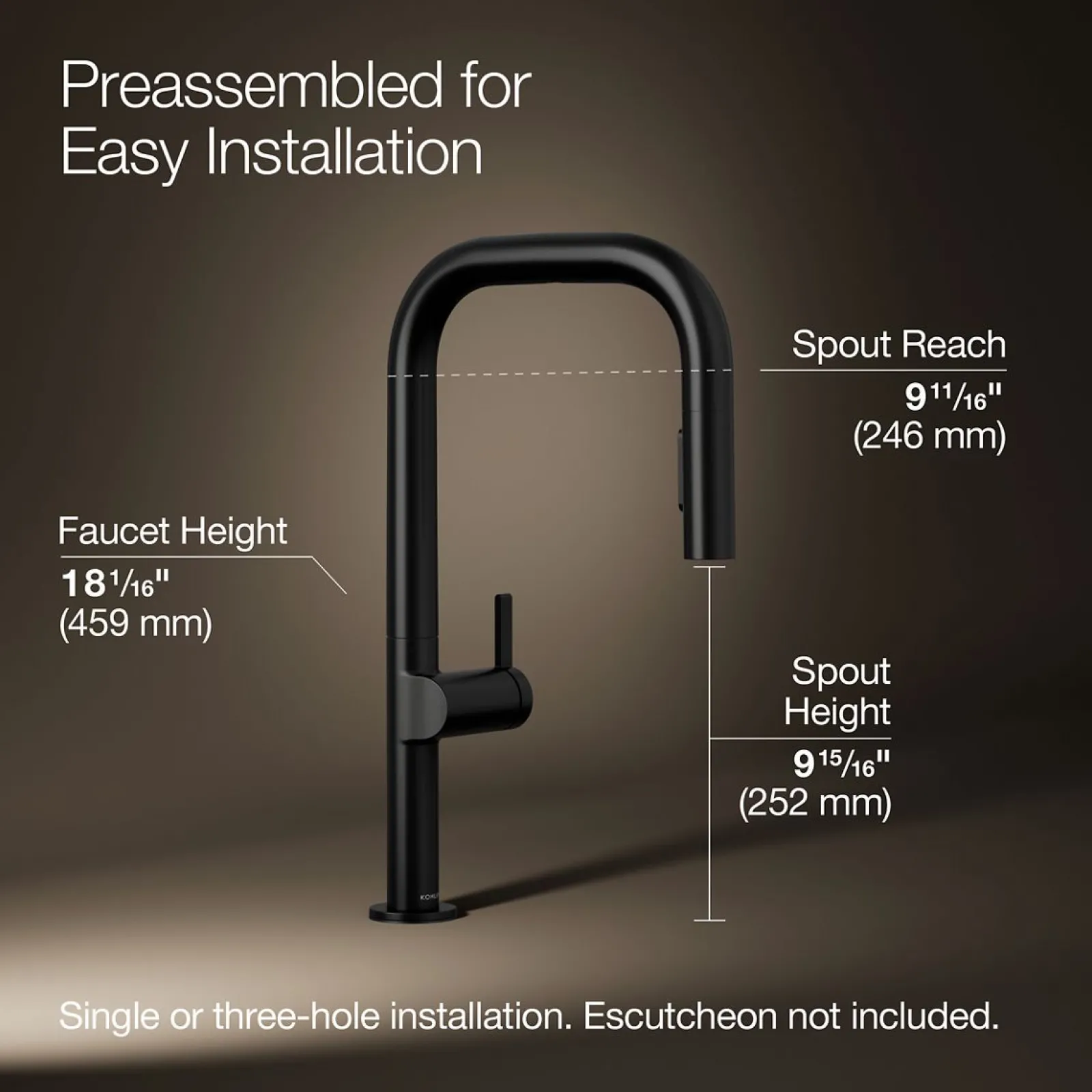 Touchless pull-down kitchen sink faucet with two-function sprayhead^Kohler Online
