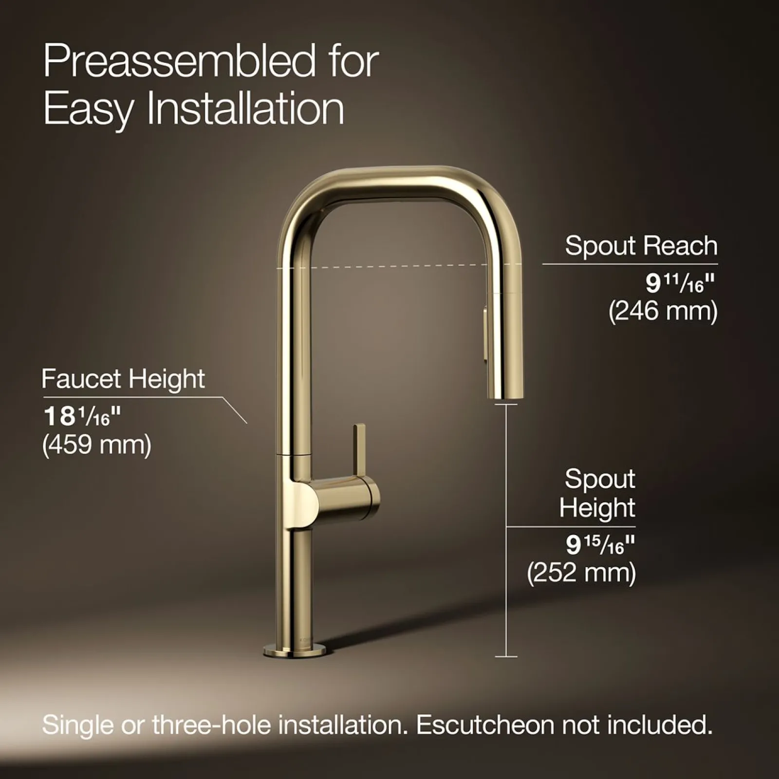 Touchless pull-down kitchen sink faucet with two-function sprayhead^Kohler Online