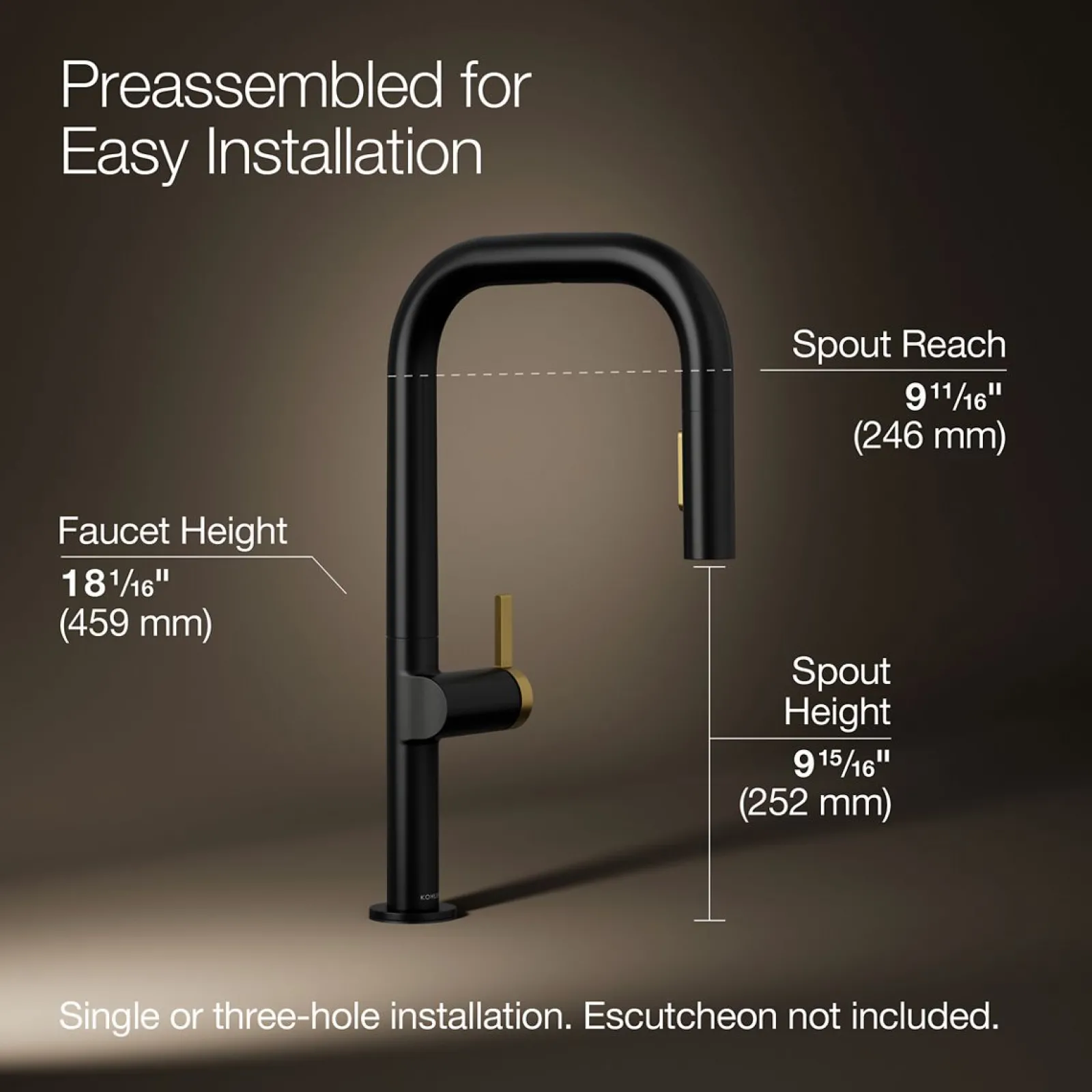 Touchless pull-down kitchen sink faucet with two-function sprayhead^Kohler Online