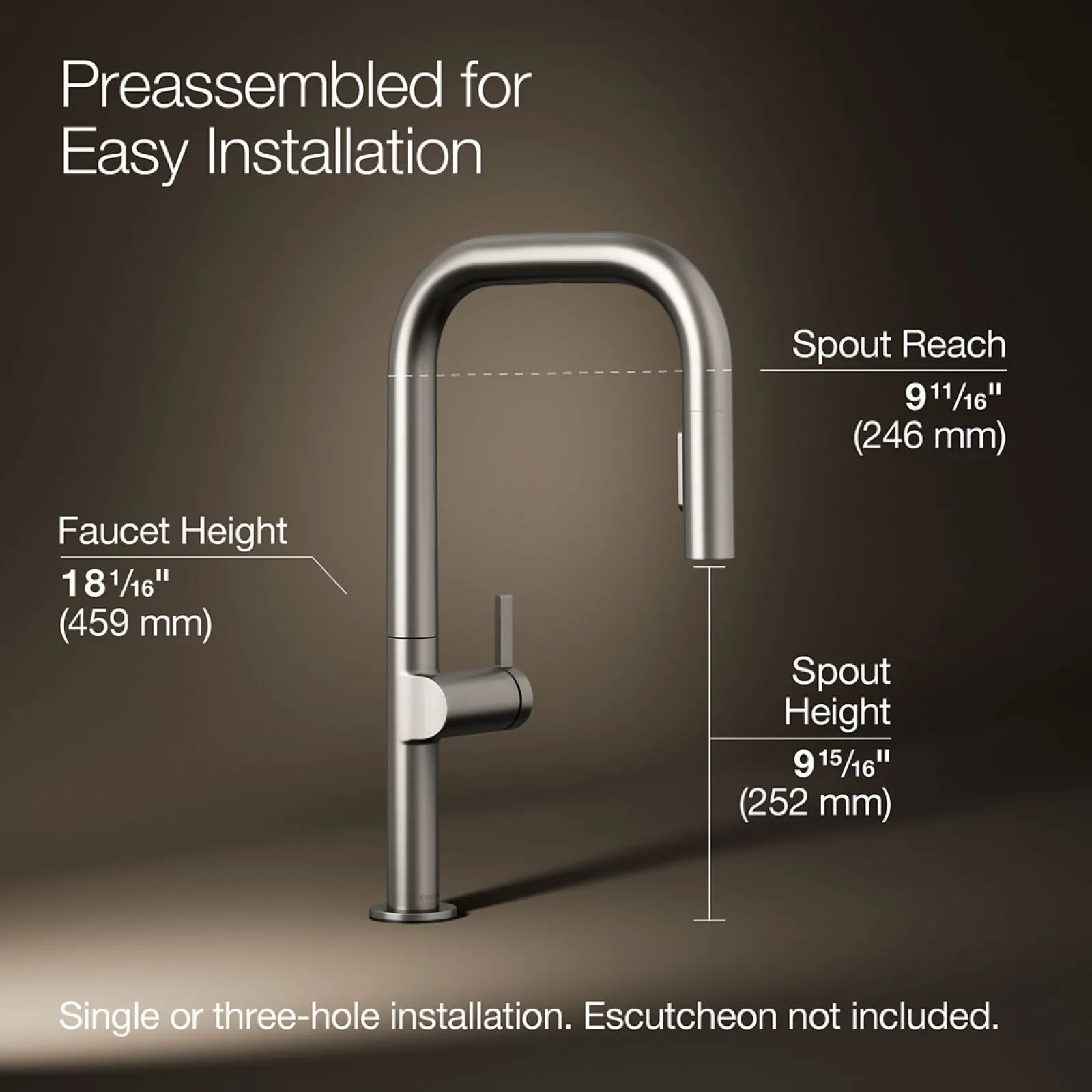 Touchless pull-down kitchen sink faucet with two-function sprayhead^Kohler Online