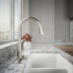 Touchless pull-down kitchen sink faucet with three-function sprayhead^Kohler Clearance