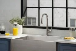 Touchless pull-down kitchen sink faucet with three-function sprayhead^Kohler Clearance