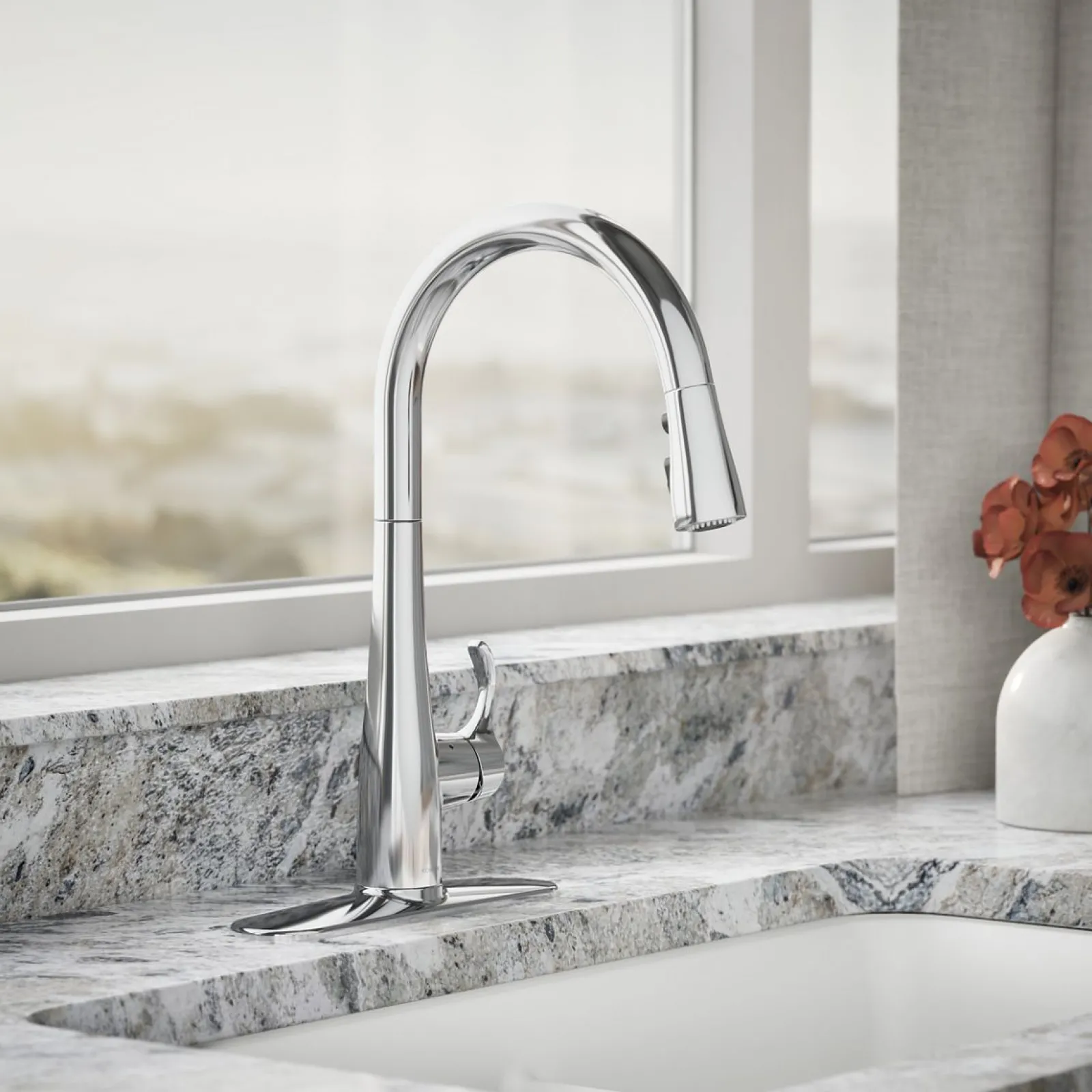Touchless pull-down kitchen sink faucet with three-function sprayhead^Kohler Clearance