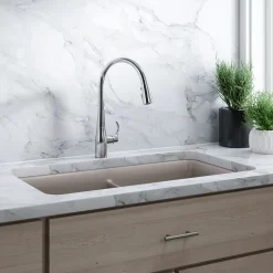 Touchless pull-down kitchen sink faucet with three-function sprayhead^Kohler Clearance