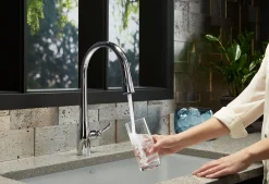 Touchless pull-down kitchen sink faucet with three-function sprayhead^Kohler Clearance