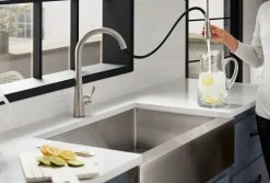 Touchless pull-down kitchen sink faucet with three-function sprayhead^Kohler Clearance