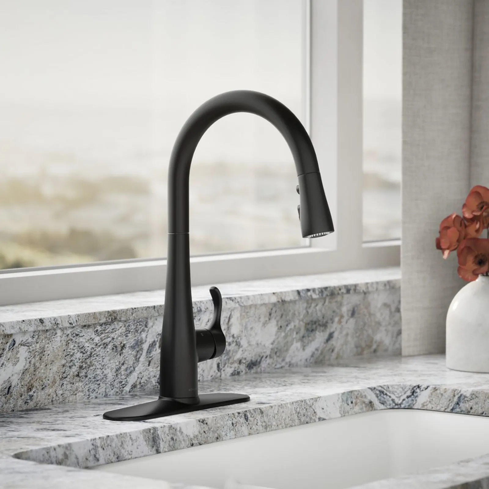 Touchless pull-down kitchen sink faucet with three-function sprayhead^Kohler Clearance