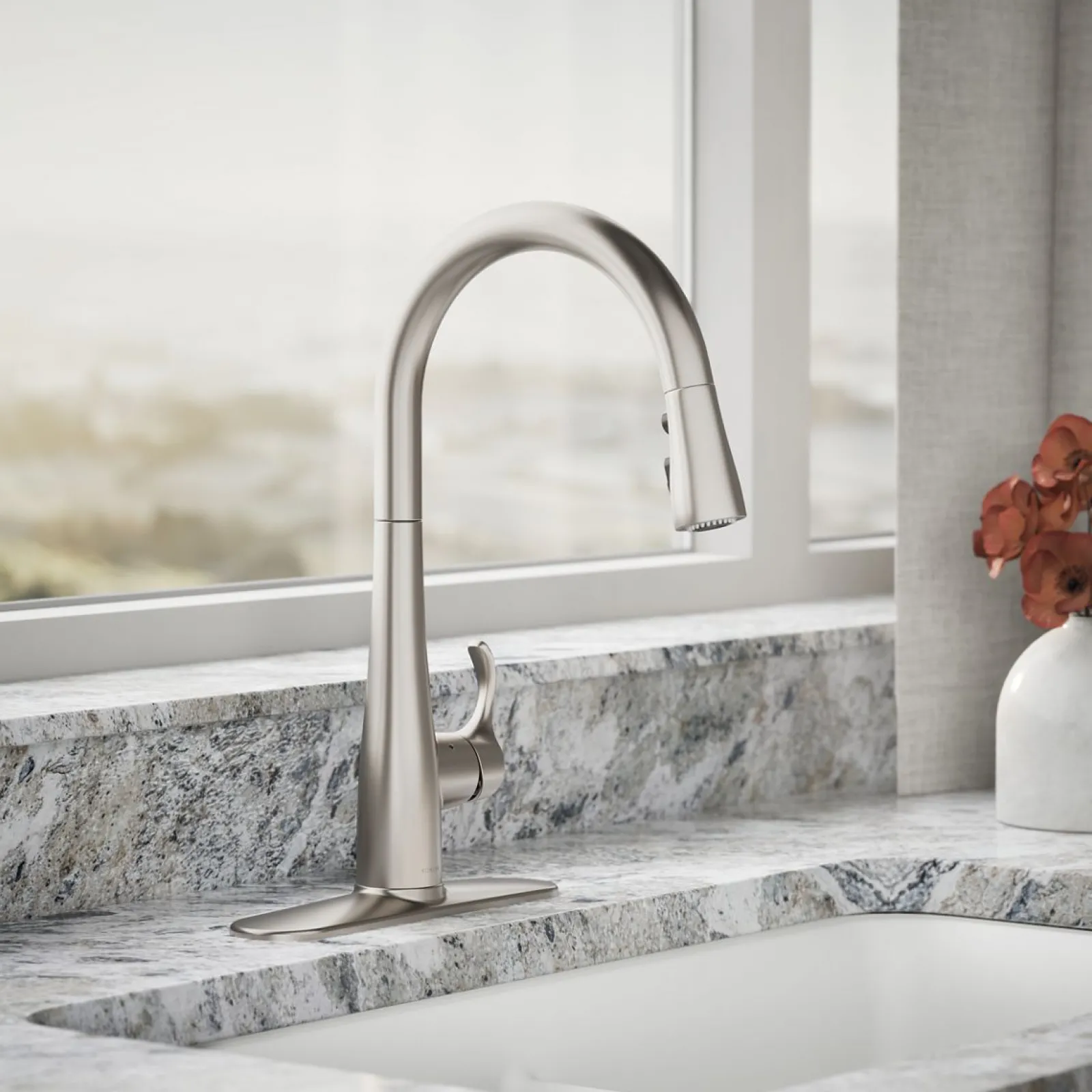 Touchless pull-down kitchen sink faucet with three-function sprayhead^Kohler Clearance