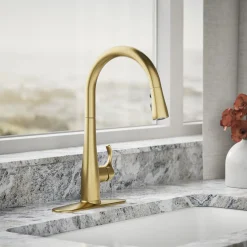 Touchless pull-down kitchen sink faucet with three-function sprayhead^Kohler Clearance